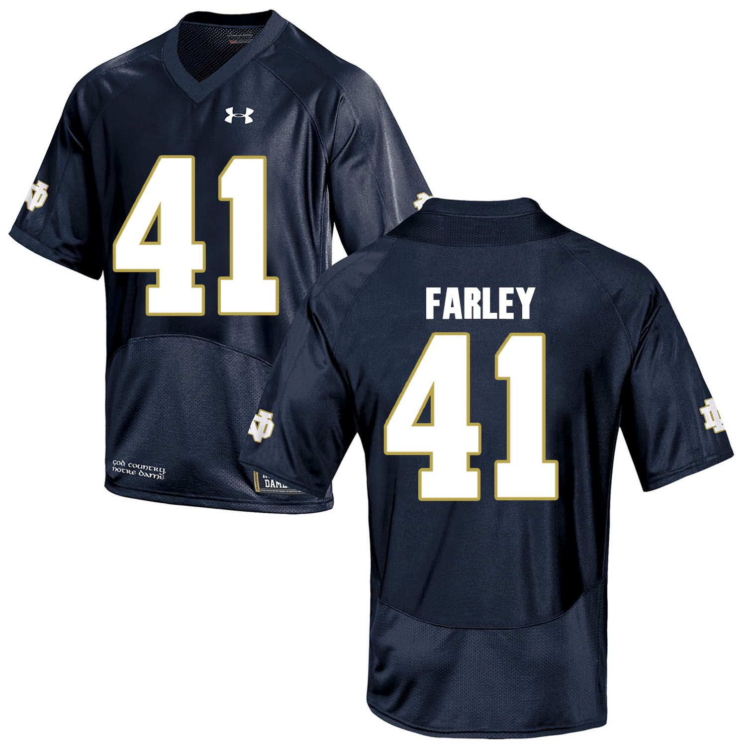 Men Norte Dame Fighting Irish 41 Farley Navy Blue Customized NCAA Jerseys